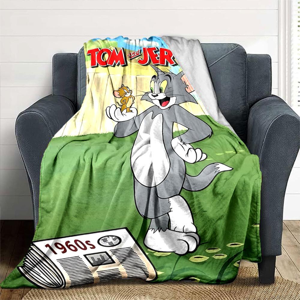1pc Tom and Jerry Flannel Blanket Soft Warm Throw for Home, Office, Travel, All-Season Cozy Bedding Gift L1438