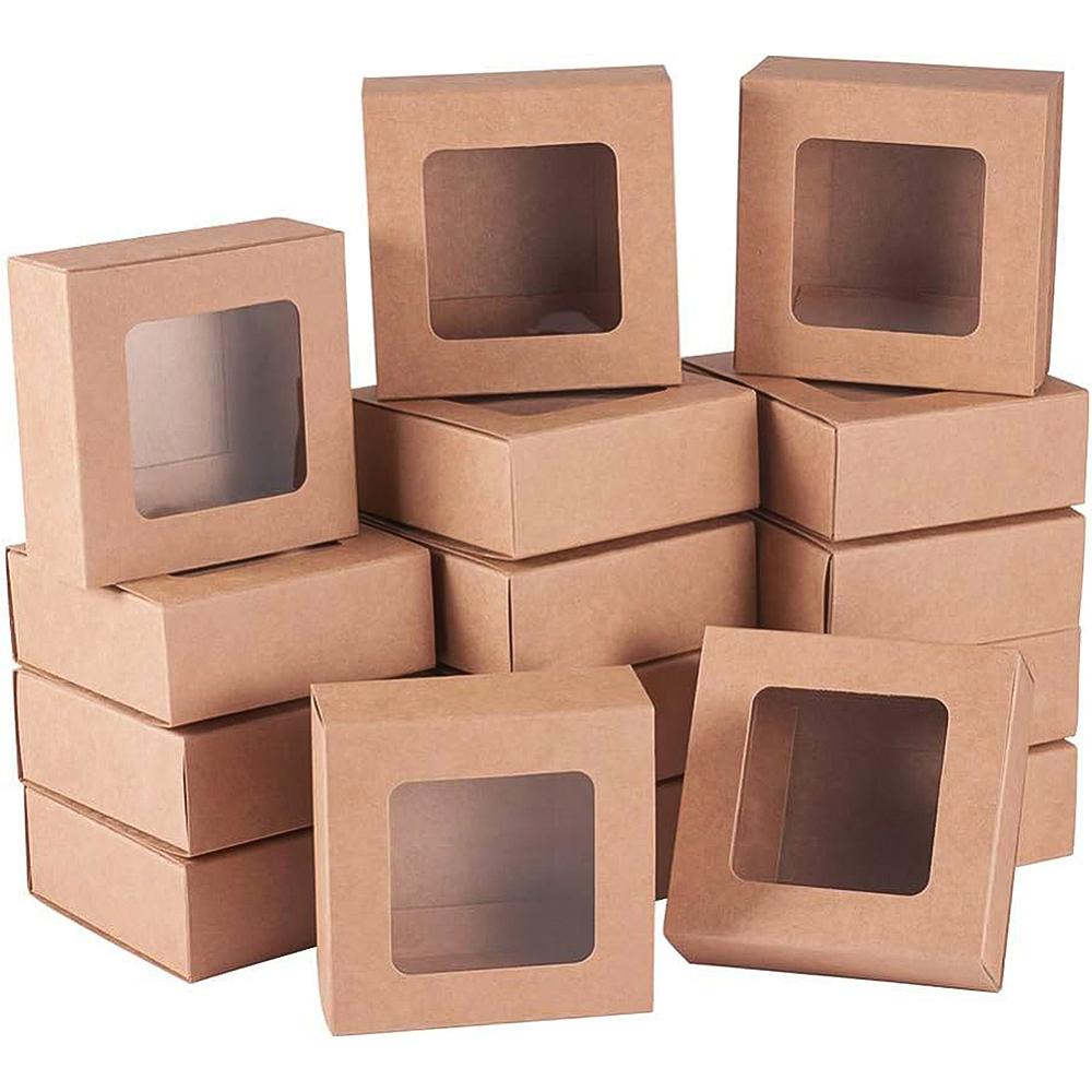24pcs Kraft Paper Box Square BurlyWood 8x8x3cm