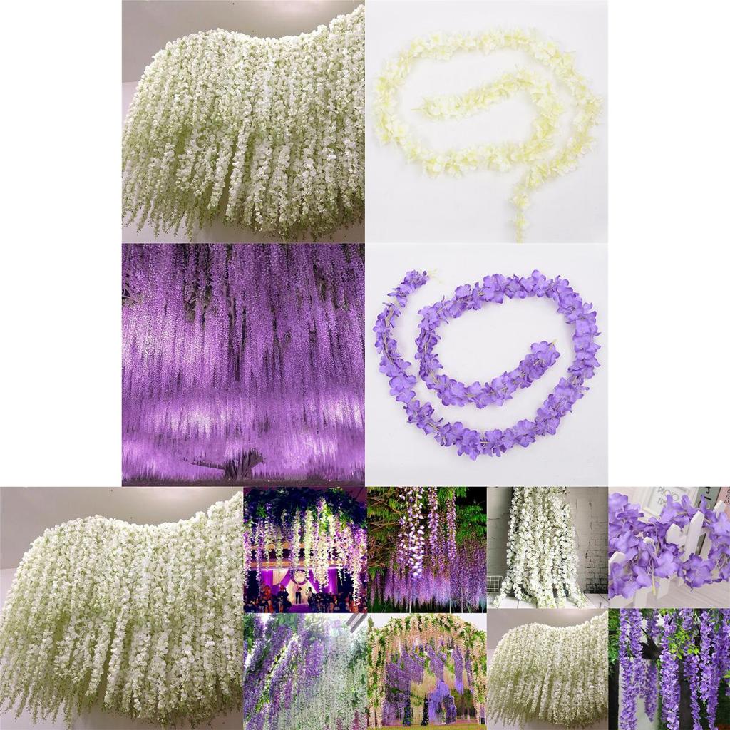 Gorgeous 2m Artificial Wisteria Silk Fake Flower Ivy Garland Vine For Wedding Decor
