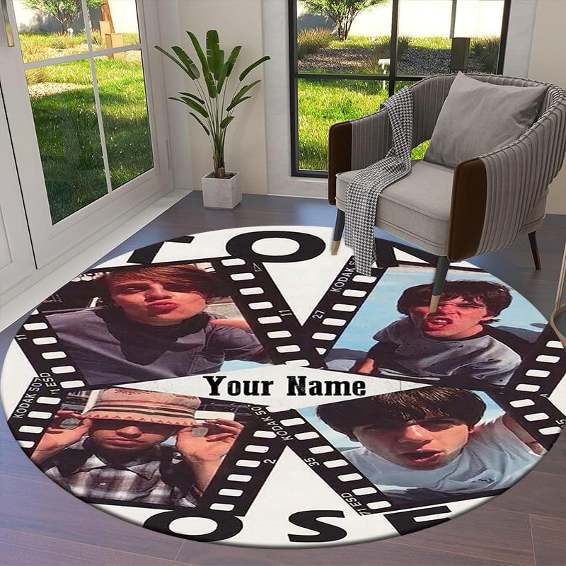 Filmstrip Selfies Custom Name Round Area Rug Carpet Rug For Living Room Bedroom Sofa Playroom Decor Nonslip Floor Mat