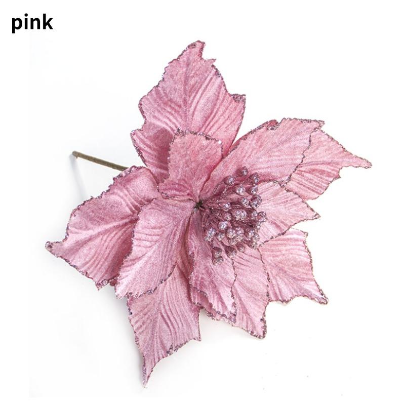 1 шт. блестящая рождественская цветочная головка из искусственного шелка, сделай сам, украшение на рождественскую елку на новый год