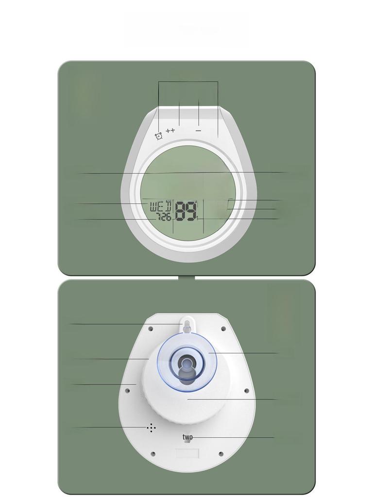 Waterproof Suction Cup Wall Clock with Timer & Temperature Display for Bathroom & Kitchen