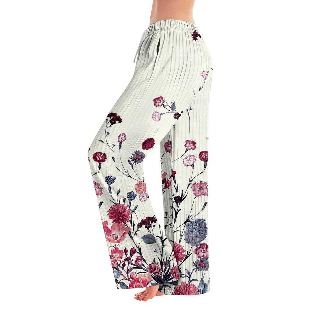 Pajama Pants, Sleepwear, Casual Drawstring Elastic Waist Pants, Comfortable Straight-leg Loose Pants