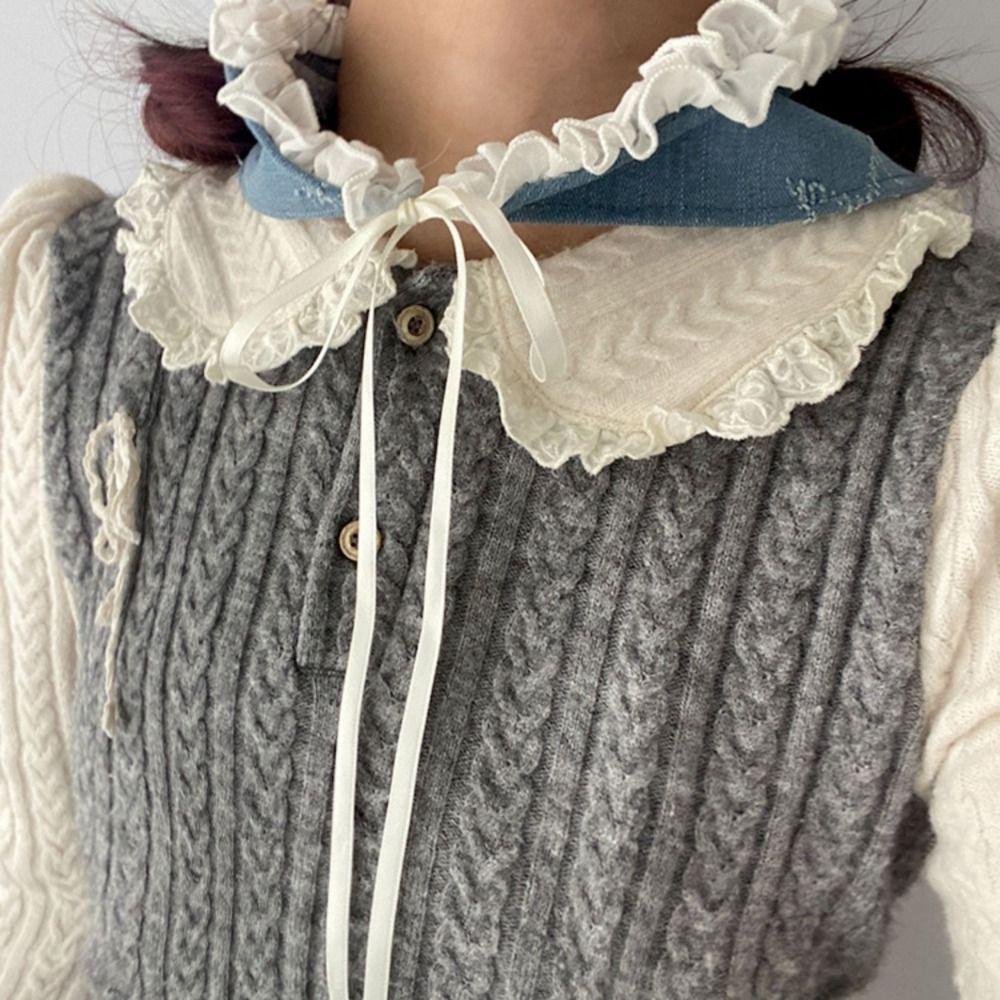 Lace Star Triangle Scarf Denim Hair Band Retro Triangular Turban Scarf  Travel Beach