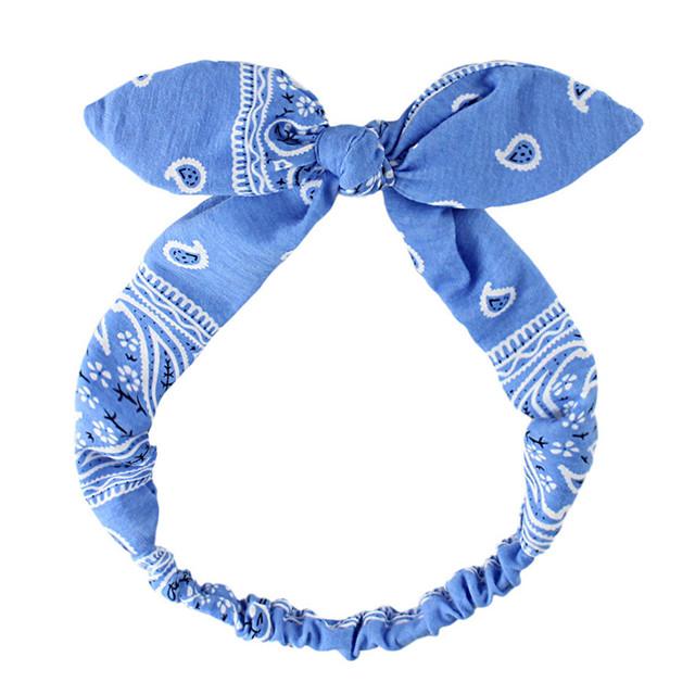 Boho Bow Headbands for Women Vintage Paisley Bandana Flower Printed Hairband Elastic Rabbit Ear Head Wrap Cashew Print Bandage Cute Hair Accessories