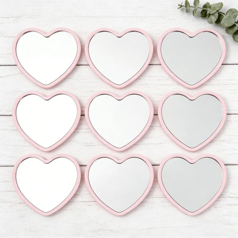 4/8pcs Travel Cute Love Mirror Party Gift Portable Pocket Mirror Kawaii Heart-shaped Makeup Mirror for Ladies Princesses Party