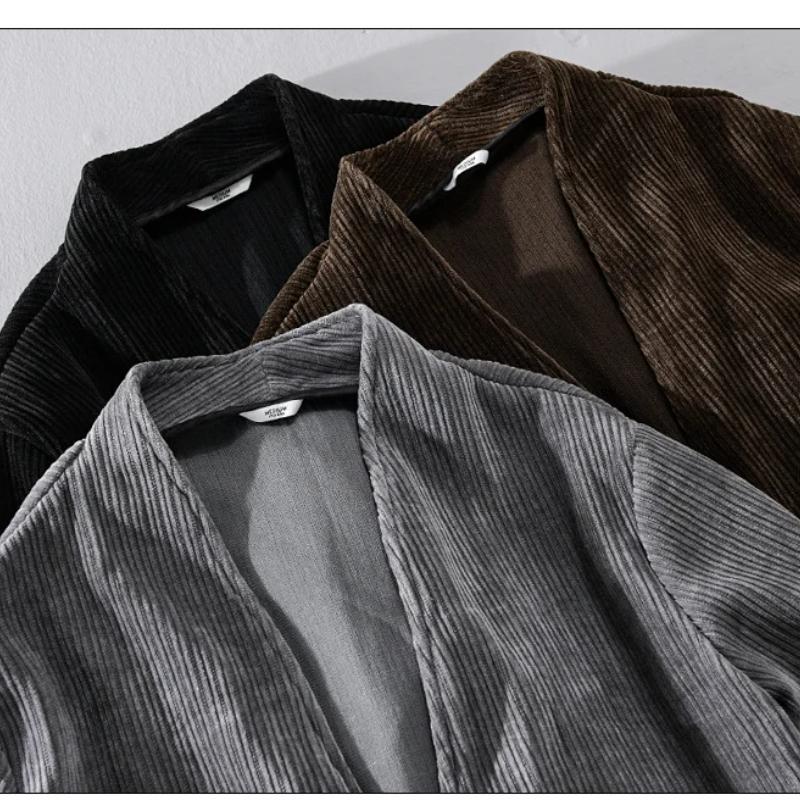 Весенне-осенние новые мужские костюмы и блейзеры, повседневные свободные пальто, вельветовая куртка на одной пуговице, мужская одежда в стиле ретро