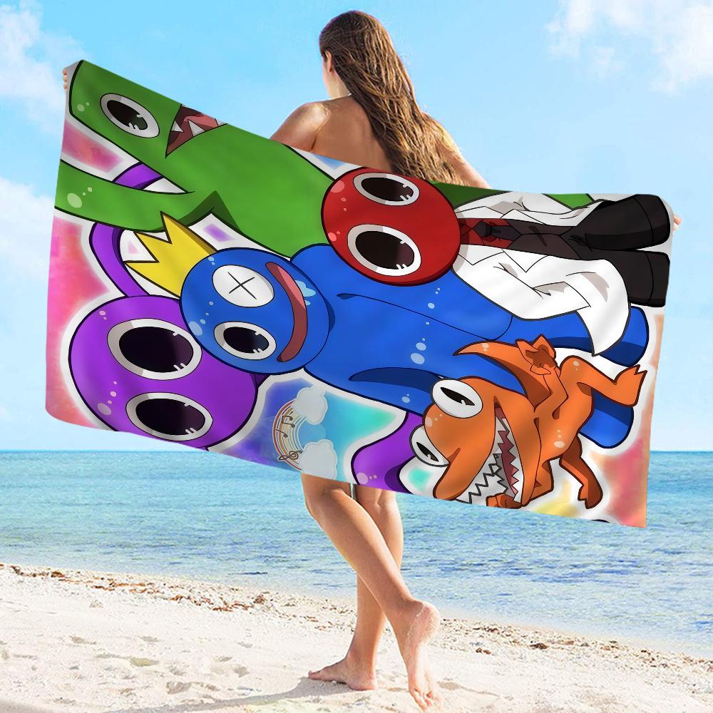 Rainbow Friends Toy Vintage Beach Towel Cartoon Cute Summer Kids Large Bath Pool Beach Towel Absorbent for Swimming Travel