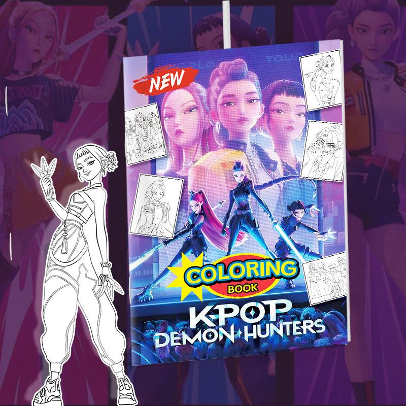 Страница 56 Kpop Охотники на демонов Аниме Раскраска Милый контурный рисунок Книжка-раскраска для детей Идеальный подарок для фанатов