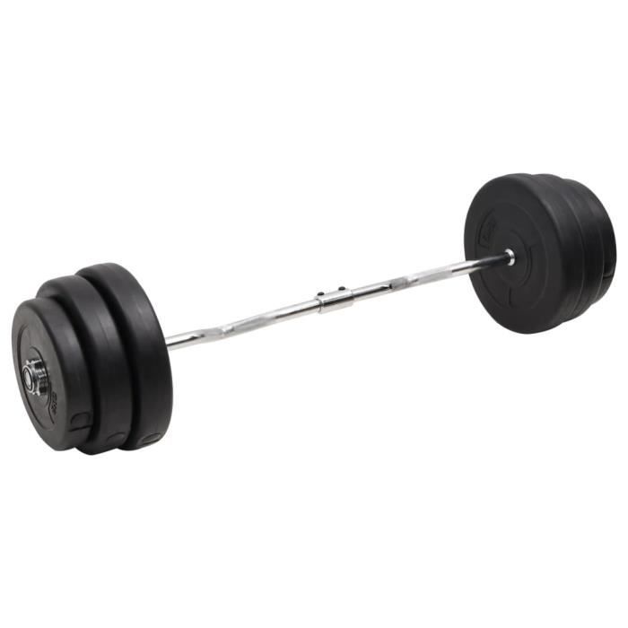 3145023 vidaXL Wavy Barbell Bar with Plates 90 Kg