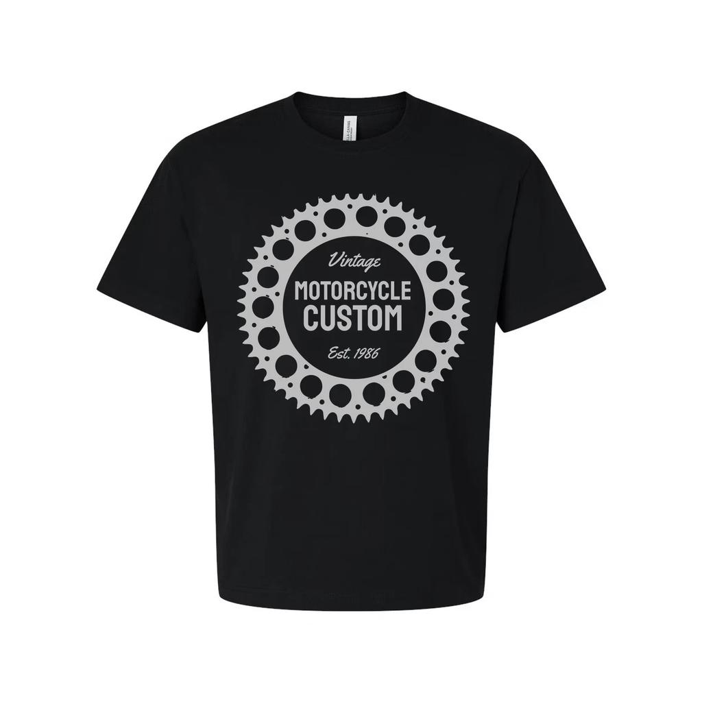 Vintage Motorcycle Custom Gear Circle Graphic T Shirt For Unisex Casual Wear Eve