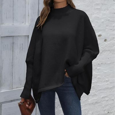 Женский свитер осень-зима свободный разрез рукав летучая мышь свитер с высоким воротом