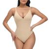 Корректирующее белье для живота с открытой спиной, утягивающее боди для женщин, глубокий V-образный вырез, бесшовные топы, боди