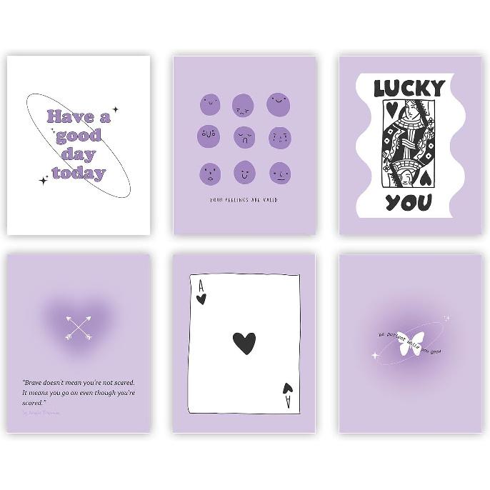 heilkee Preppy Room Decor Aesthetic Hot Pink White Wall Art for Teen Girls Bedroom Pink College Dorm Room Posters Trendy Wall Decor(UNFRAMED 8x10in)