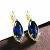 Серьги-подвески Huitan Luxury Marquise Blue Cubic Zircon, модные великолепные свадебные украшения, аксессуары золотого цвета для женщин