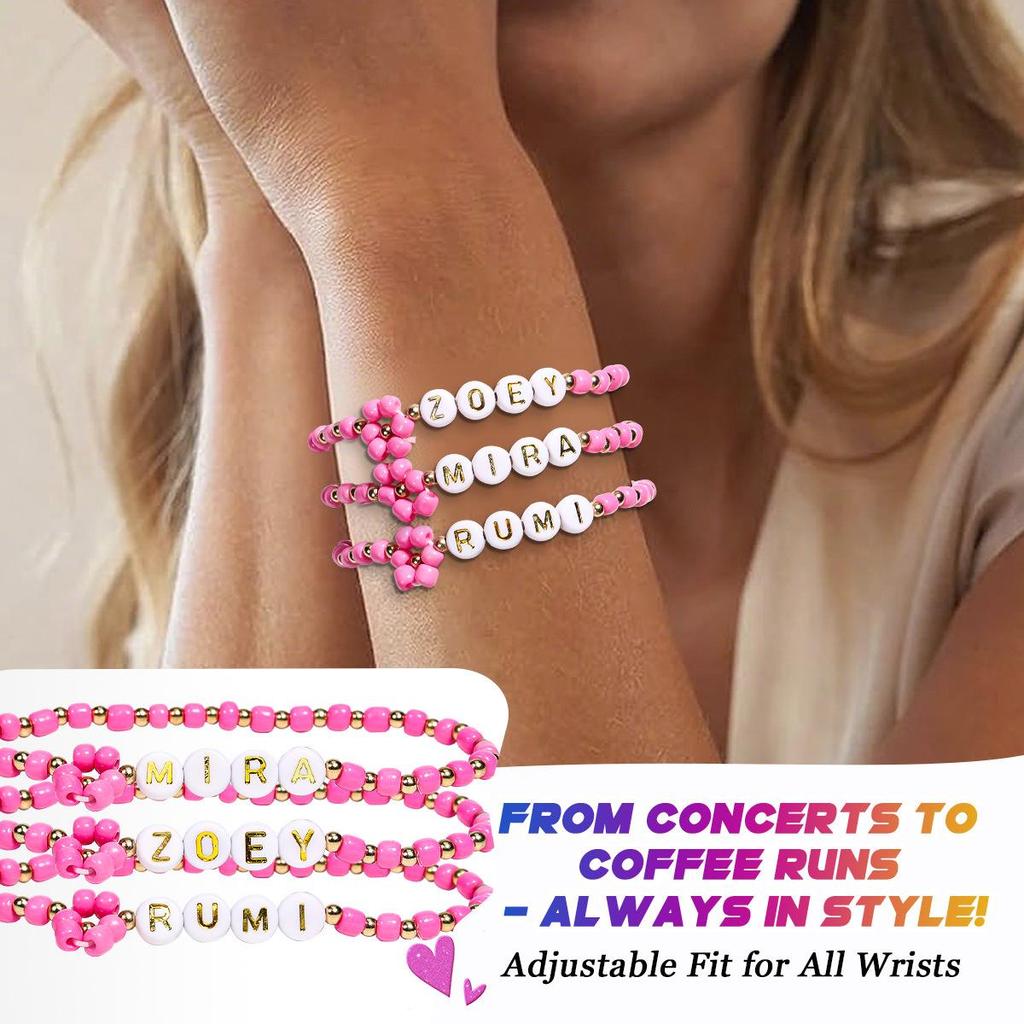 Glass Beaded Crystal Bracelet Set for Girls - K-pop Inspired Stackable Jewelry Gift