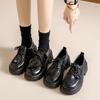 Женские черные ретро лоферы на толстой подошве, увеличивающие рост, в британском стиле, коллекция весна 2025