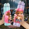 1PC Cowboy Teddy Bear Pattern 750ml Color Plastic Sports Water Bottle Leakproof Flip Straw Lid Suitable for Sports Office Home Use
