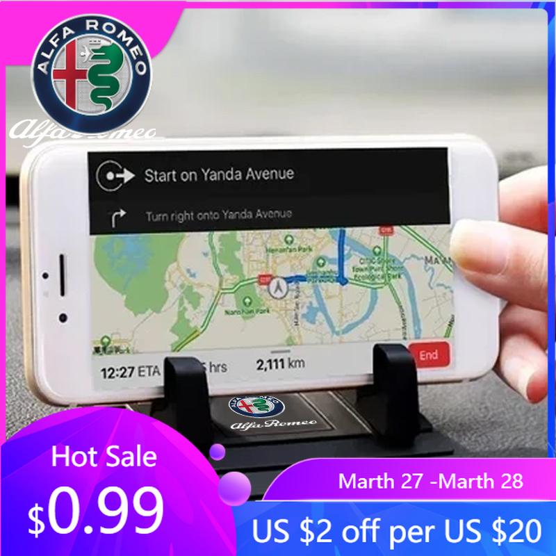 For Alfa Romeo Silicone Car Phone Holder Phone Anti-slip Mount Stand GPS Bracket For Alfa Romeo Giulia Stelvio Giulietta 156 159