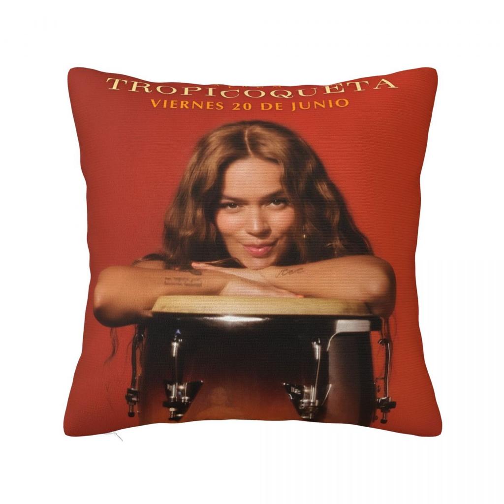 Karol G Tropicoqueta New Album Pillowcase Polyester Cushion Cover Decor Verano Rosa Throw Pillow Case Cover Home Square 40X40Cm