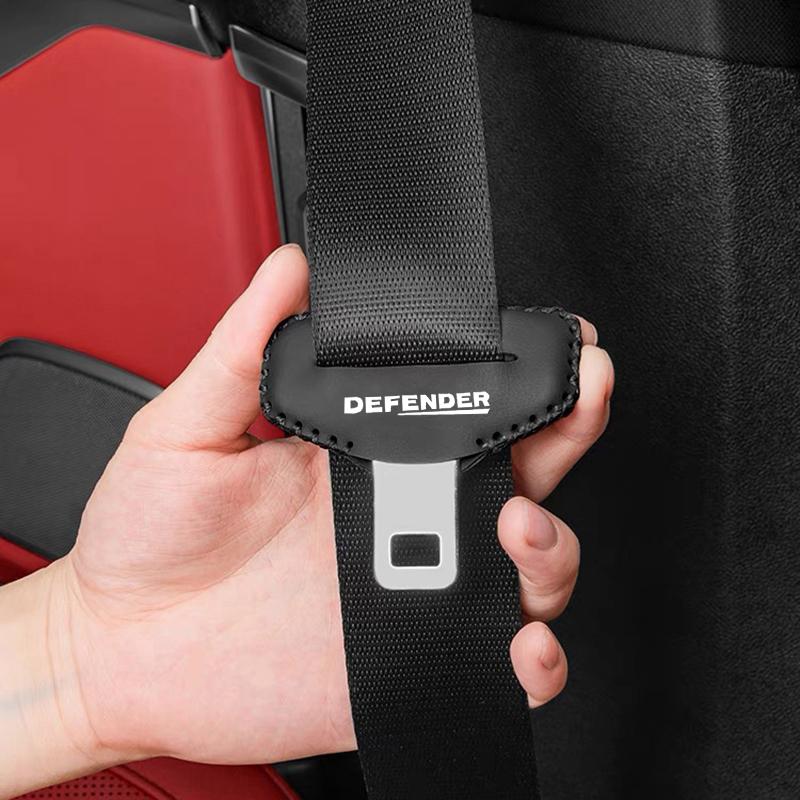 2pcs Car Seat Belt Buckle Cover Leather Protector Anti-collision Case For Land Rover Defender
