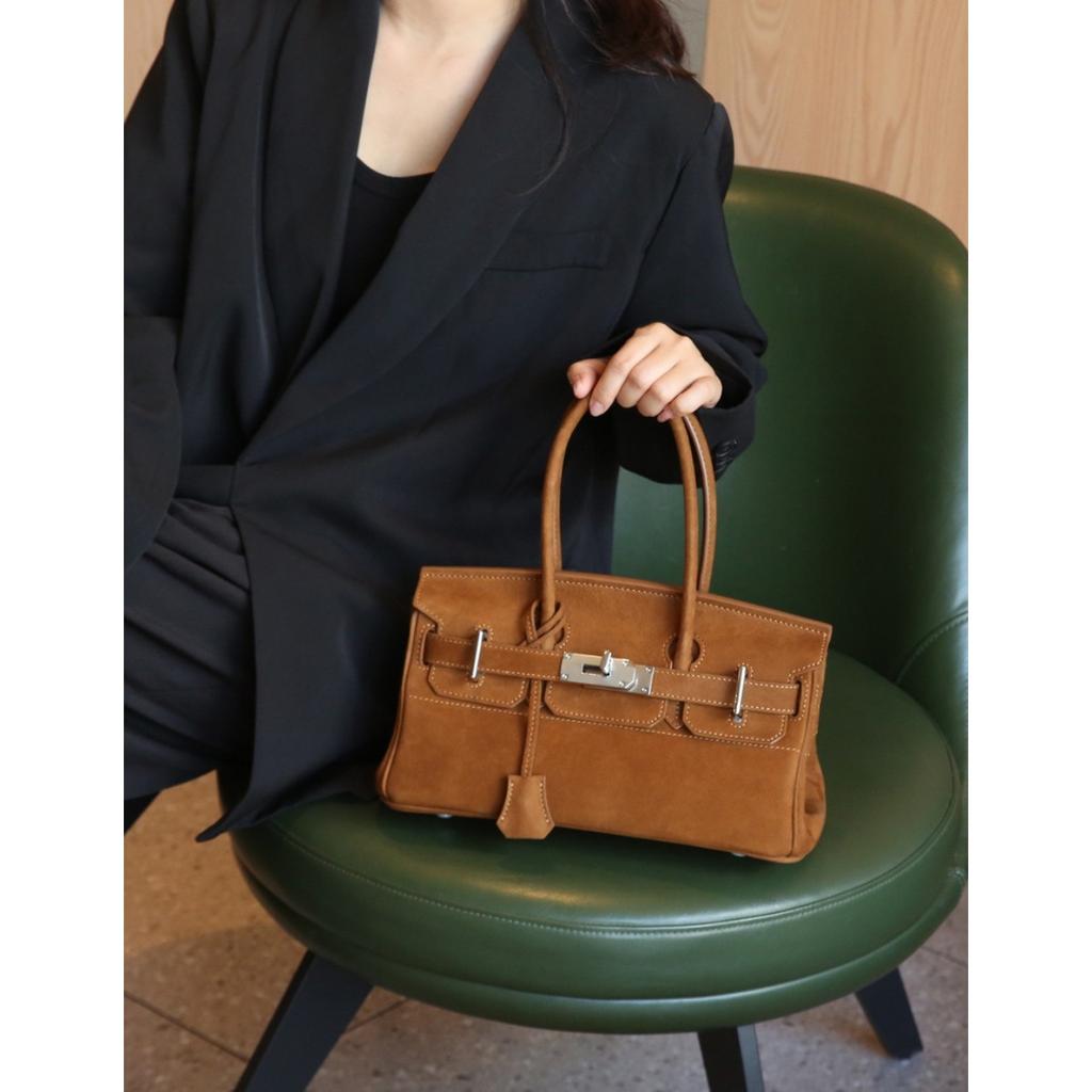 30 см горизонтальная низкая версия бархатная платиновая сумка, сумка на предплечье из матовой коровьей кожи первого слоя (H01BK)