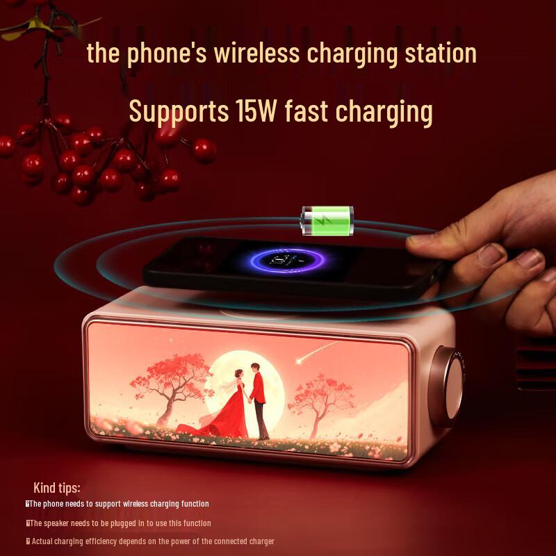 Многофункциональная Bluetooth-колонка Zhuopu с беспроводной зарядкой и ночником, штекер CN (адаптер в комплекте)