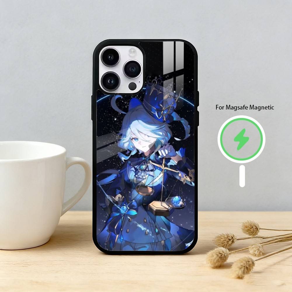G-Genshin Impact F-Furina Чехол для телефона для iPhone 17/16/15/14/13/12/Plus/Pro/Max для Магнитной Беспроводной Зарядки