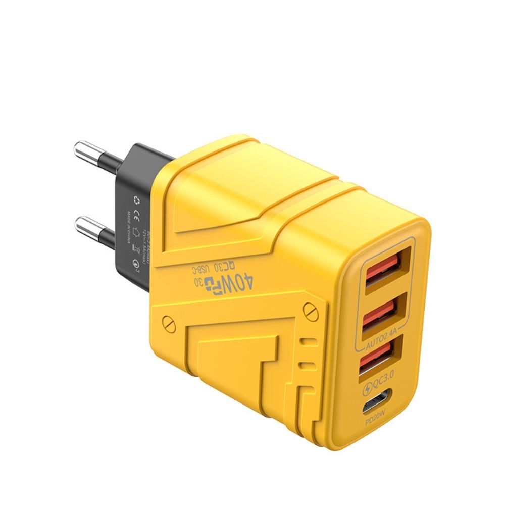 4 Ports 40W Charger Plug EU/US/UK USB C Charger Phone Charger Adapter for iPhone/Xiaomi/Samsung