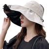 Casual Summer Hat for Dresses Women Sun Bucket Hat, Wide Brim Protection Vacation Cap, Foldable Breathable Beach Outdoor Travel with Back Strap