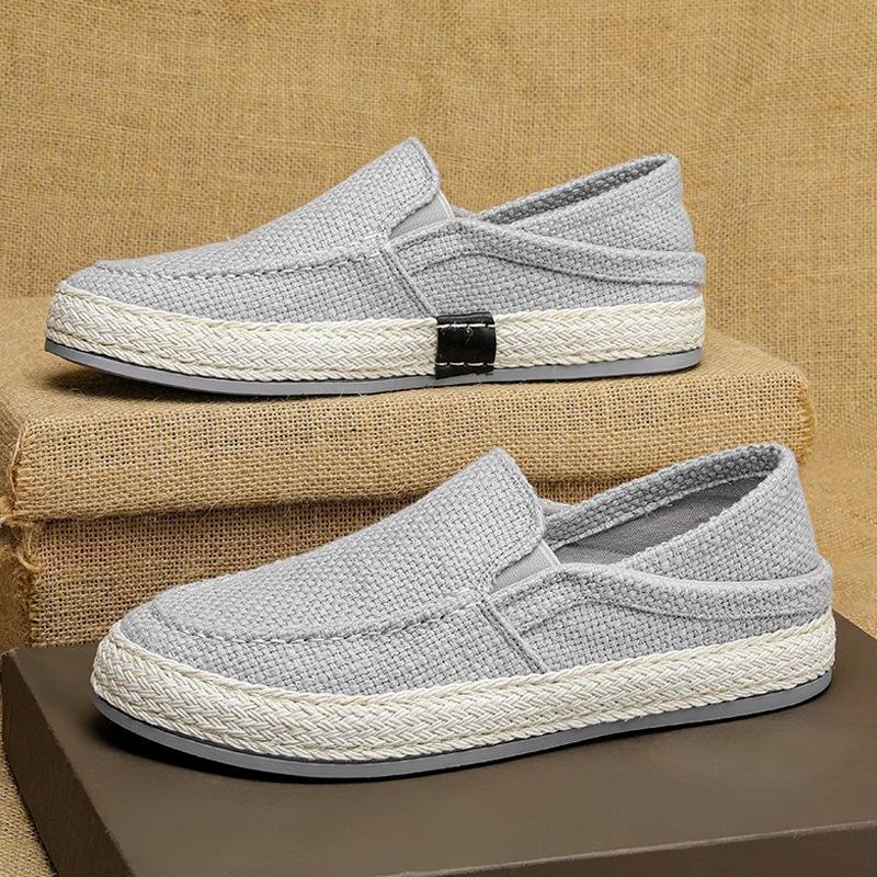 Canvas Men's Shoes Summer Casual Old Beijing Linen Shoes Men's Lazy One-pedal Fisherman Tide Shoes 2024 New