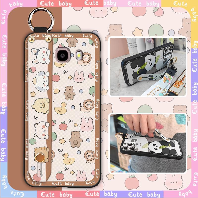 Anti-dust Wrist Strap Phone Case For Samsung Galaxy J510/J5 2016/J5108 Fashion Design Kickstand Silicone Cute Anti-knock