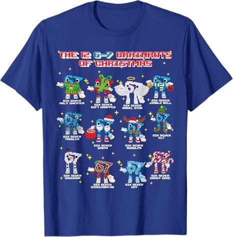 The 12 67 Brainrots of Christmas Funny 67 Brainrot for Boys TShirt Six Seven of Xmas Steal A Brainrot Saying Tee Y2k Novelty