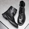 Мужские ботинки из британской кожи с круглым носком из коровьей кожи, черные, средние, с застежкой-молнией, универсальные, мужские ботинки Martin