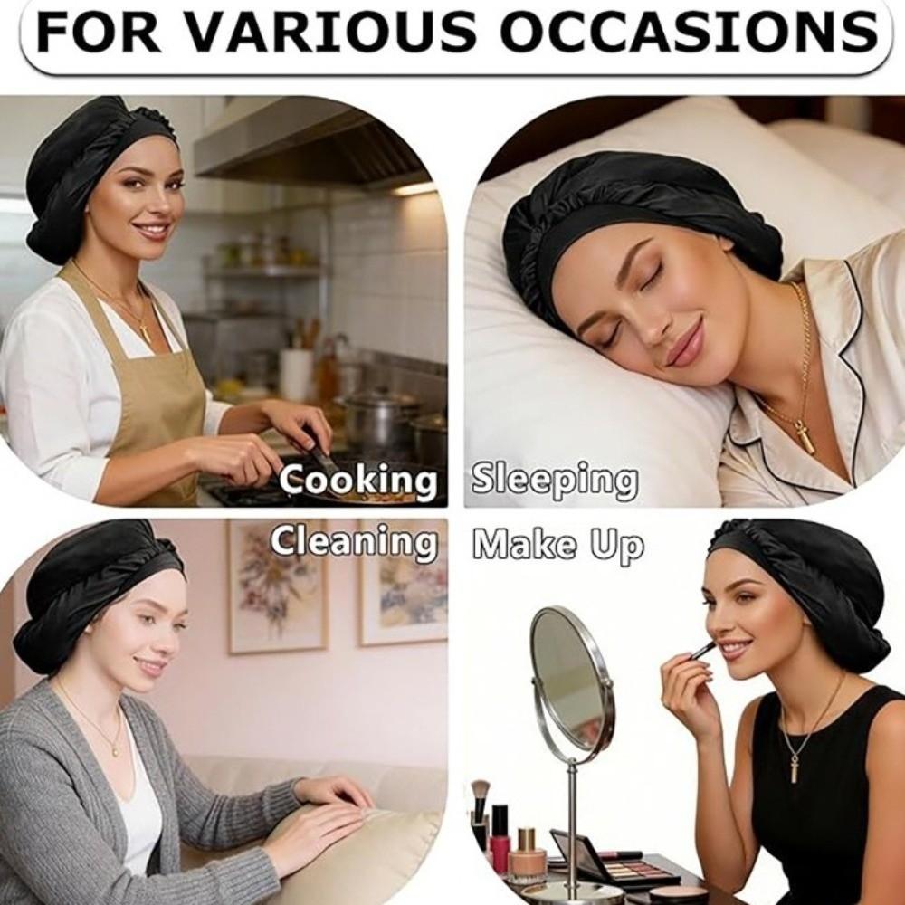 Adjustable Satin Long Dreadlock Sleep Bonnet Long Hair Bonnets for Sleeping Sauna Bathing