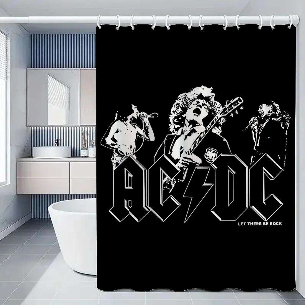 Шторка для душа Rock-ACDC для ванной комнаты Аксессуары Складная перегородка Занавески для ванной Комнаты Водонепроницаемая ткань Вещи Набор Дом