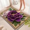 Rural Flower Mat 3D Stereoscopic Design Wear Resistant Crystal Velvet Carpet Creative Flower Pattern Non Woven Bottom