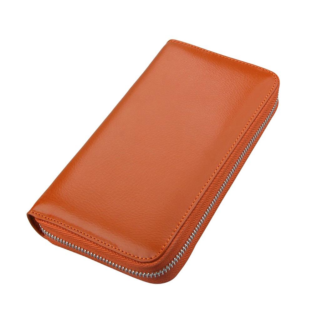 Large Capacity Genuine Leather Wallet Multiple Slots Zippered Credit Card Holder Accordion Design Multi-Card Card Storage Bag
