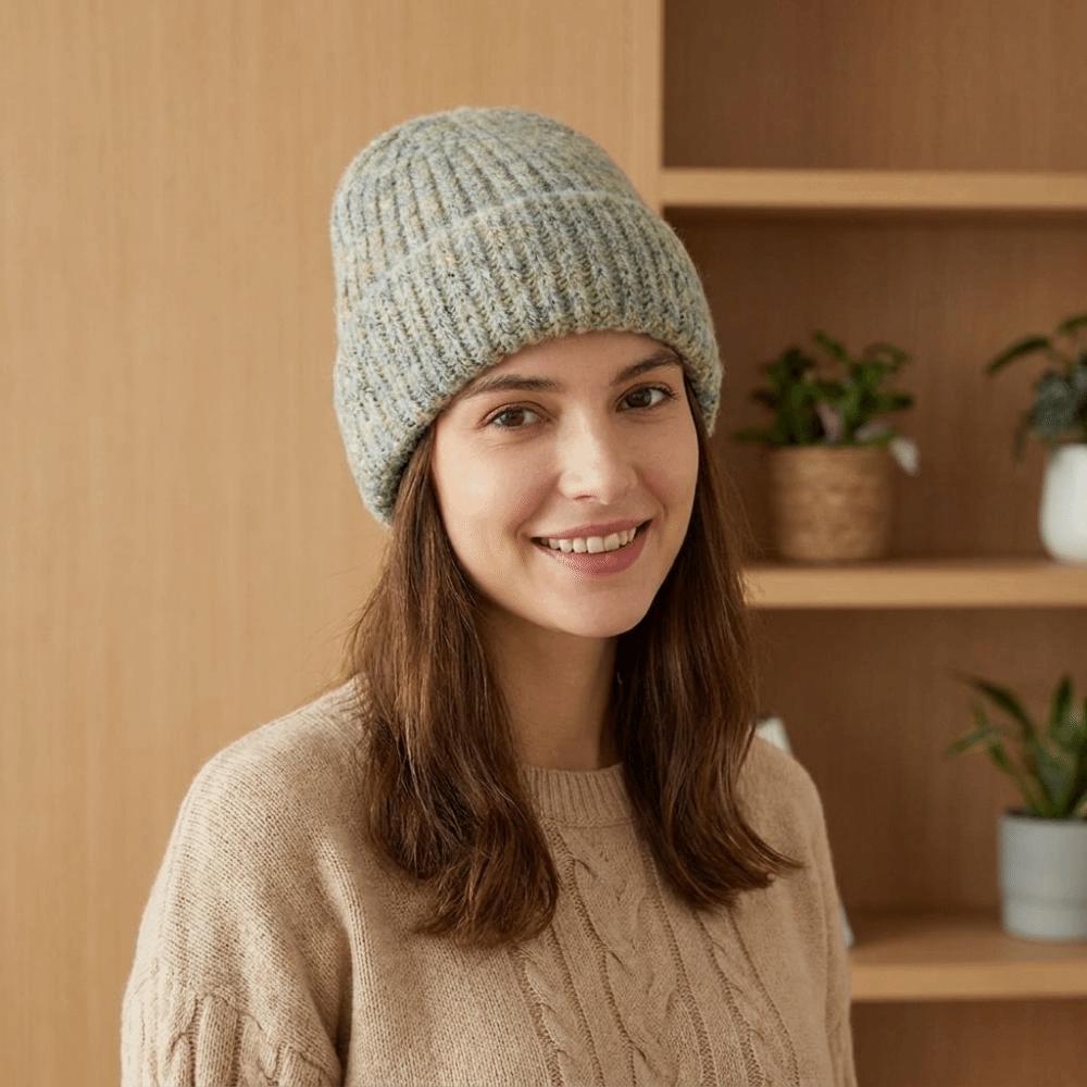 Thickeneded Knitted Cap Mixed Color Warm Hat Fashion Striped Beanie Hat Autumn Winter