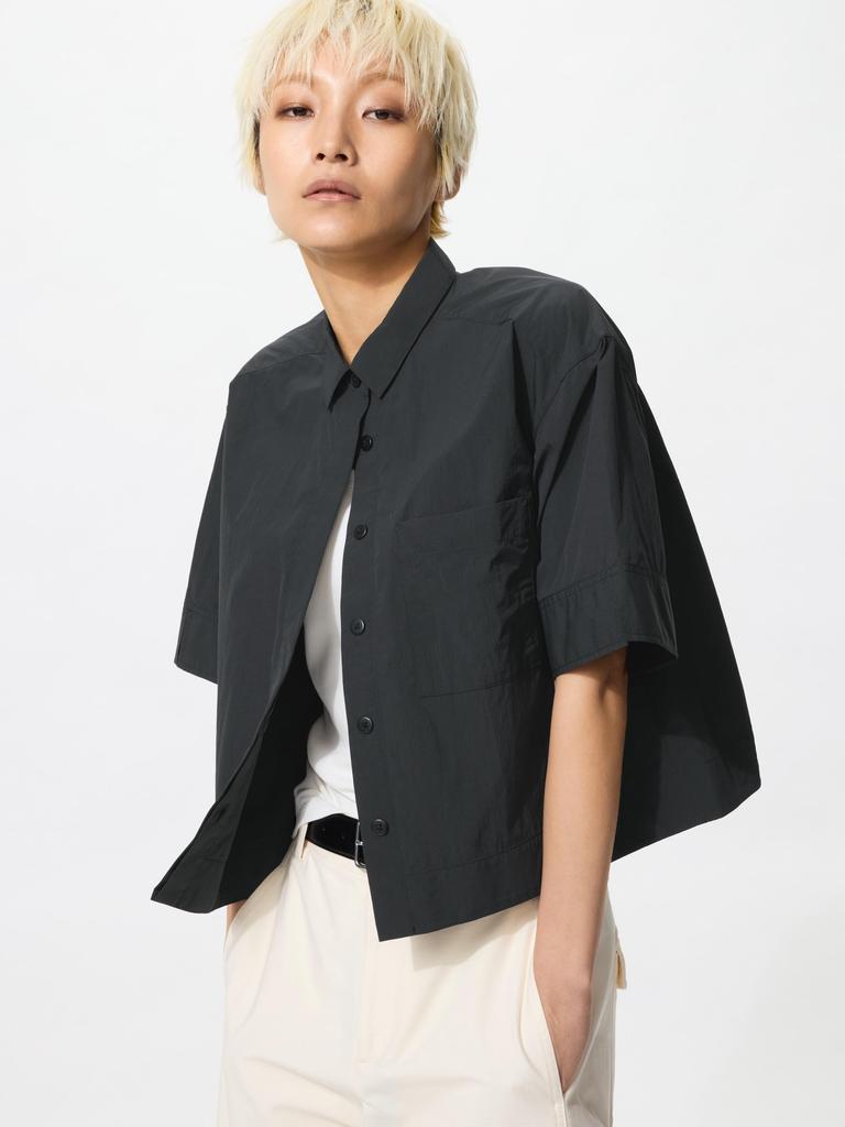 Uniqlo Японская нейлоновая коробчатая короткая рубашка с рукавом 5 минут