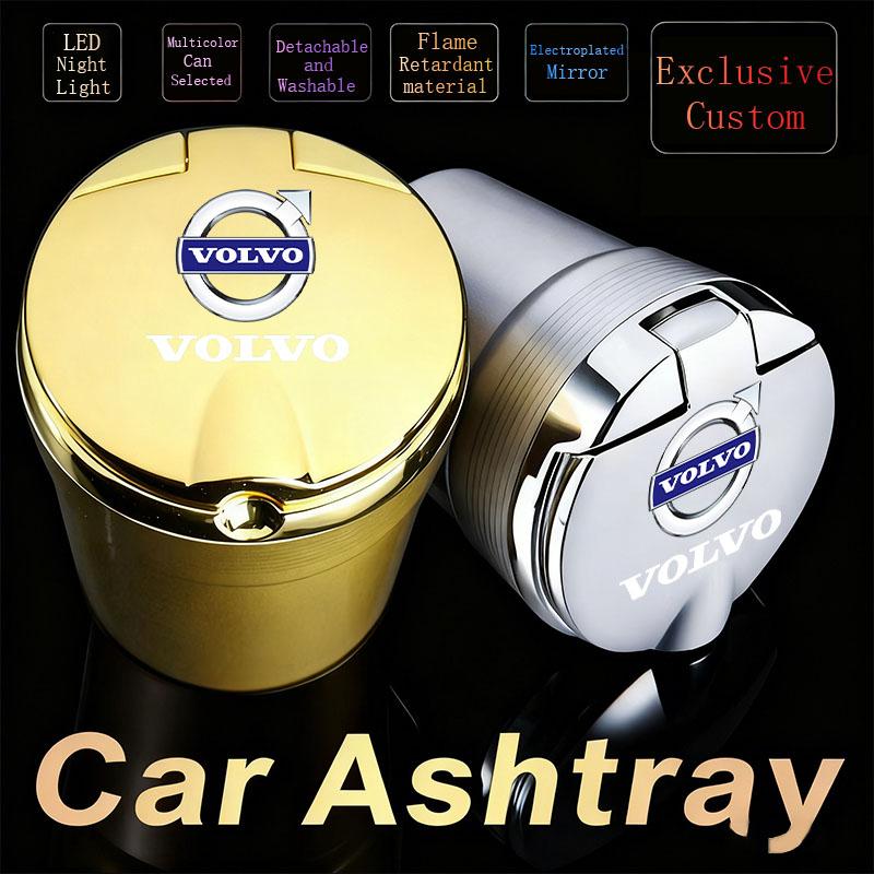 msbn8 Car Ashtray with Cover LED Light Automotive Ashtray for Volvo xc60 s60 v40 v50 v60 s80 s40 c30 awd c70 s40 s60 s80 s90 t6 v70