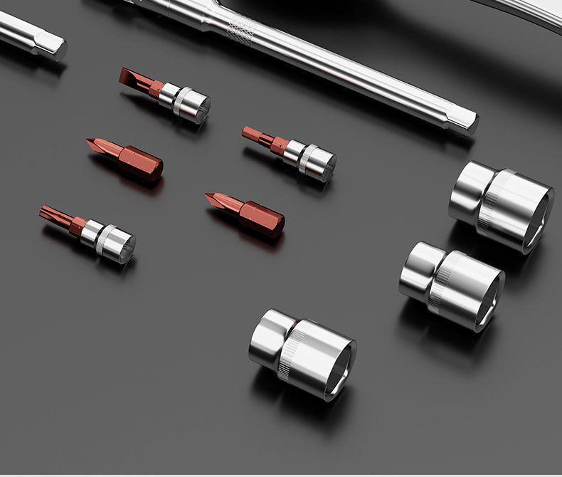 Многофункциональный набор инструментов для ремонта автомобиля с трещоточным гаечным ключом