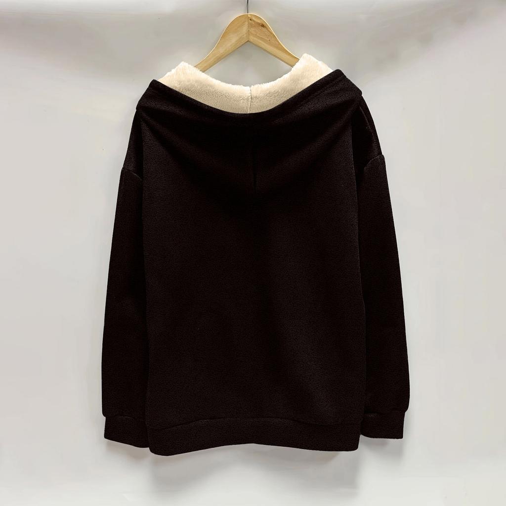 Fashionable Women's Winter Plush Hooded Sweatshirt Jacket Women's Tops