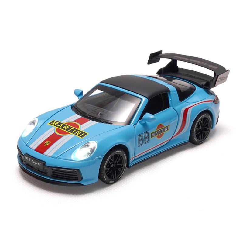 1/32 Porsche 911 Targa 4S Martini Racing Edition Спортивный автомобиль Сплав Литой Модель автомобиля Высокая симуляция Украшения Орнамент Подарок
