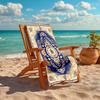 1Pc Elegant Blue Floral Beach Towel, Quick Dry, Multi-Use for Beach Pool Gym Yoga Home Travel, Christmas, Halloween, Xmas Gift S929588