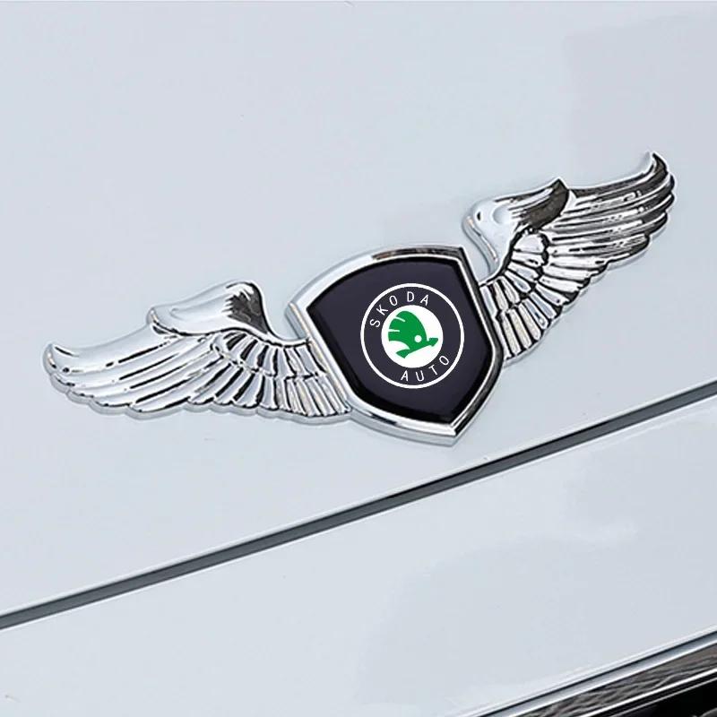 WMZW4 Car Front Bonnet Emblem Sticker for Skoda Fabia 1 Octivia RS Superb 2 Rapid Kodiaq A7 Karoq Citigo Yeti Kamiq Vision S 3d Badge