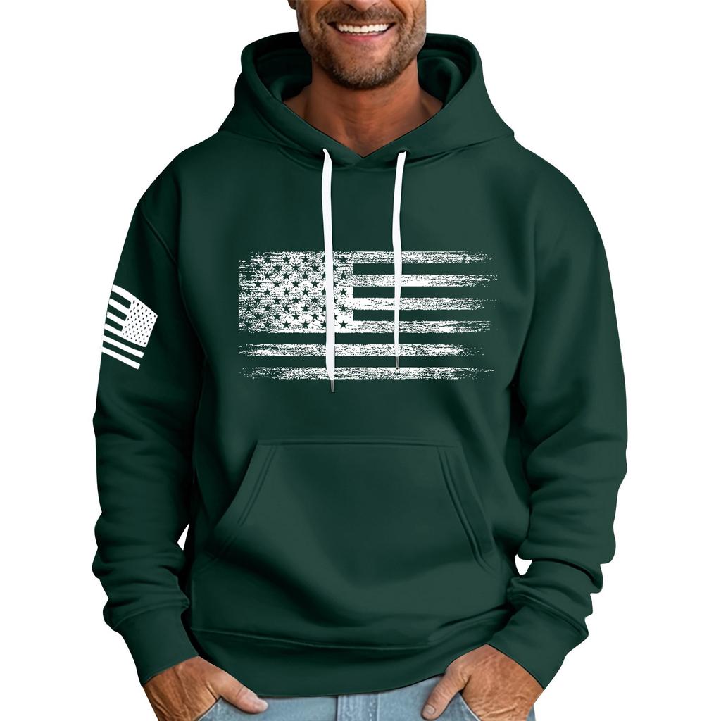 Мужская свободная толстовка с капюшоном и принтом флага, мужская повседневная модная спортивная толстовка