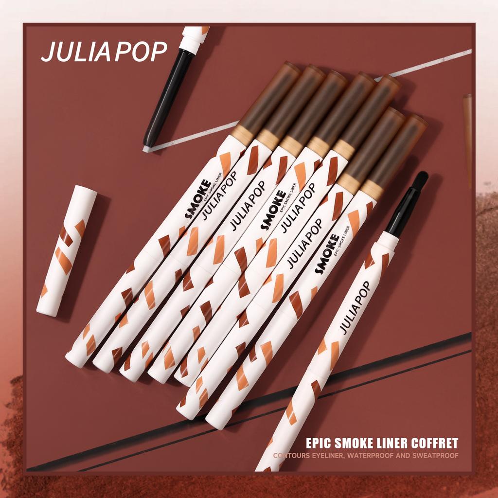 Набор подводки для глаз Smoky Eye Shadow, долговечная водостойкая, не размазывающаяся, шелковистая, гладкая, красочная, в стиле панк, дымчатый макияж с кисточкой