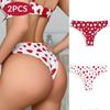 2 Pcs/Lot Love Heart Print Seamless G-String Panties Set for Girls Thongs T-Back Underwear S M L