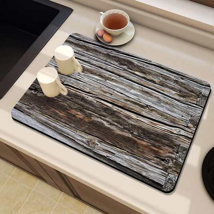 Nordic Style Wooden Pattern Kitchen Countertop Absorbent & Drying Pad